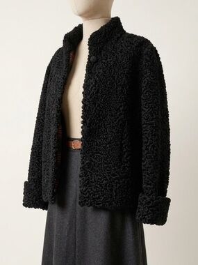 VTG McFadden Furs Black Persian Lamb Jacket Cropped Astrakhan Coat